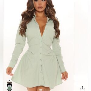 Sage Green Shirt Dress